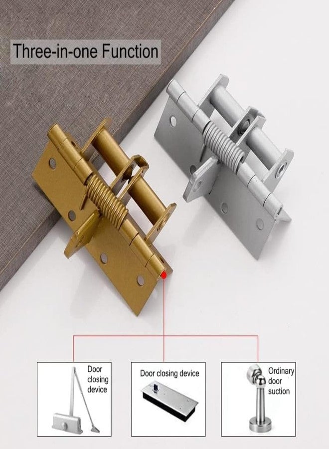 KRYLAR - Self Closing Door Hinges, Multi-Functional Hinges Automatic Door Closer, Adjustable Tension, Stainless Steel, Unfinished, Multicolor - Image 2